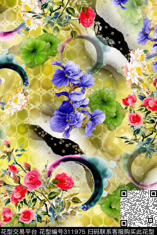 花卉数码印花华亿平台下载（图片编号: 311975） - 瓦栏（Walan）