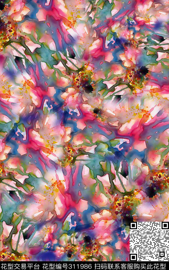 数码★抽象图案数码印花华亿平台下载（图片编号: 311986） - 瓦栏（Walan）