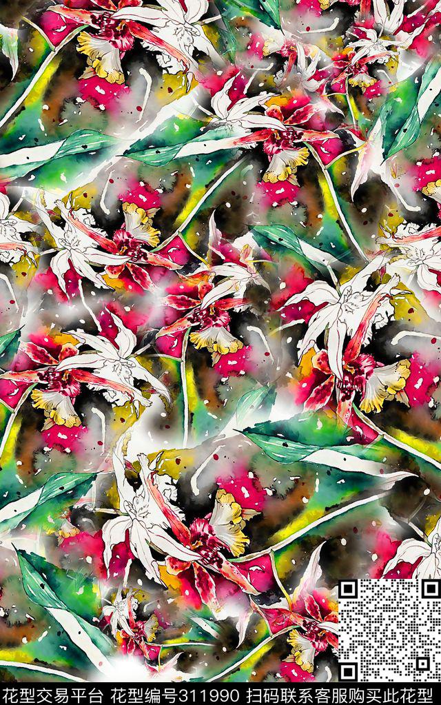 数码★花卉图案数码印花华亿平台下载（图片编号: 311990） - 瓦栏（Walan）