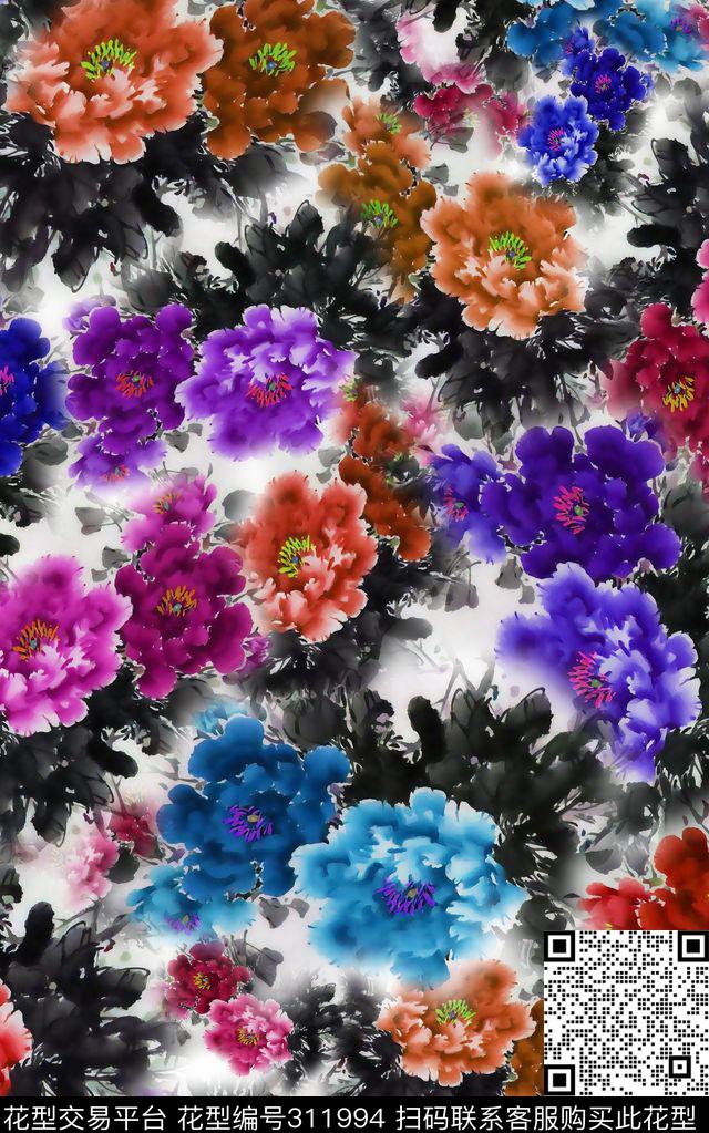 数码★花卉图案数码印花华亿平台下载（图片编号: 311994） - 瓦栏（Walan）