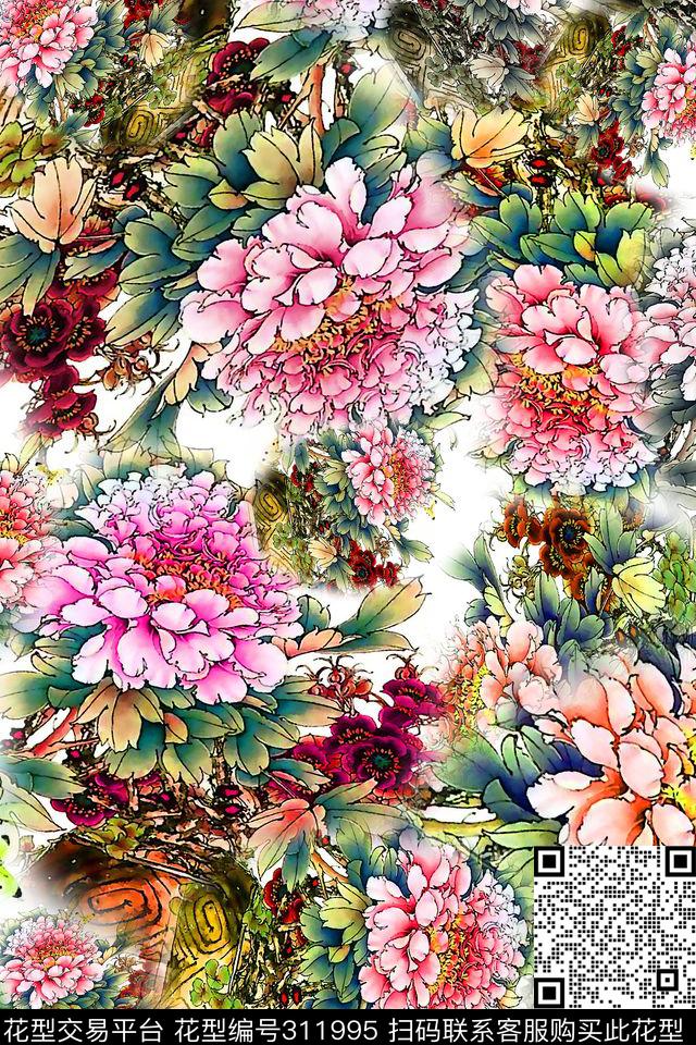 数码★花卉图案数码印花华亿平台下载（图片编号: 311995） - 瓦栏（Walan）