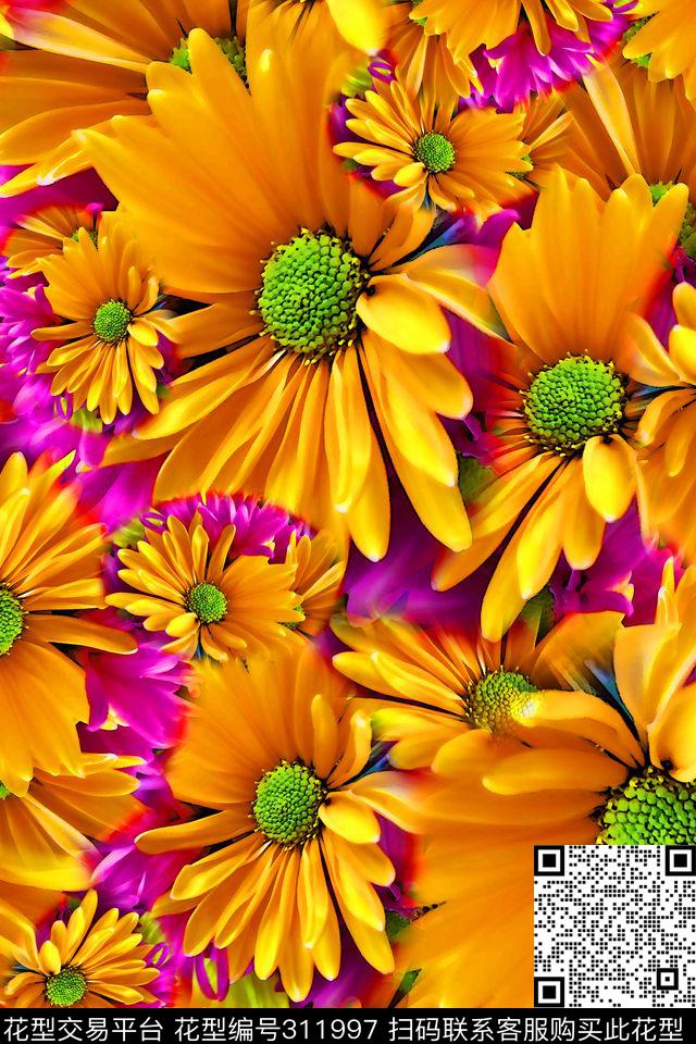 数码★花卉图案数码印花华亿平台下载（图片编号: 311997） - 瓦栏（Walan）