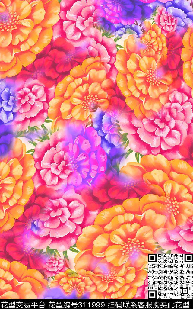 数码★花卉图案数码印花华亿平台下载（图片编号: 311999） - 瓦栏（Walan）