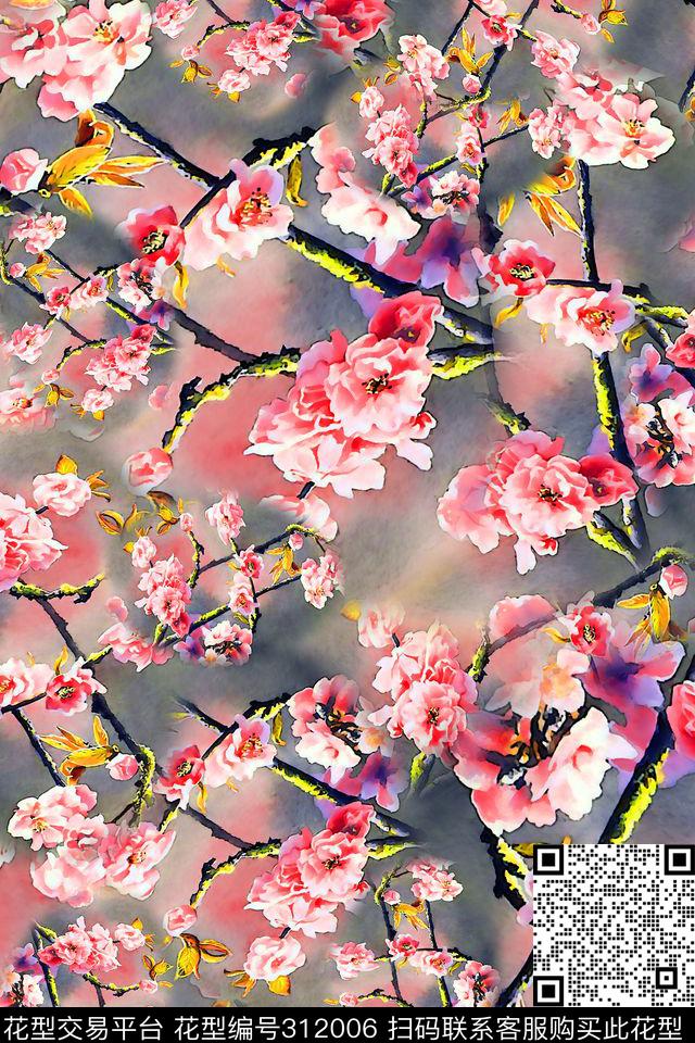 数码★花卉图案数码印花华亿平台下载（图片编号: 312006） - 瓦栏（Walan）