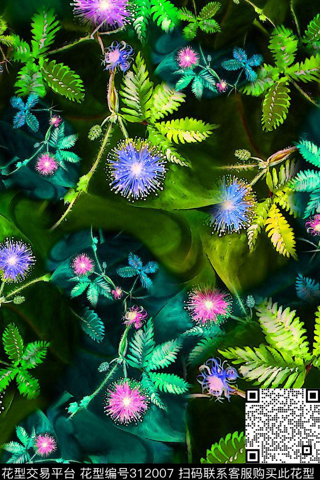 数码★花卉图案数码印花华亿平台下载（图片编号: 312007） - 瓦栏（Walan）