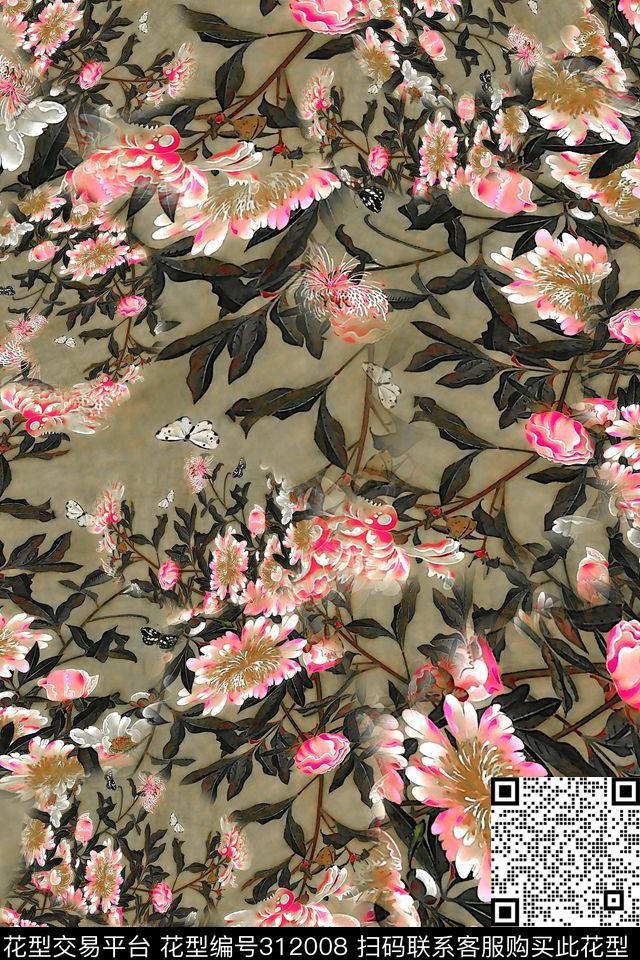 数码★花卉图案数码印花华亿平台下载（图片编号: 312008） - 瓦栏（Walan）