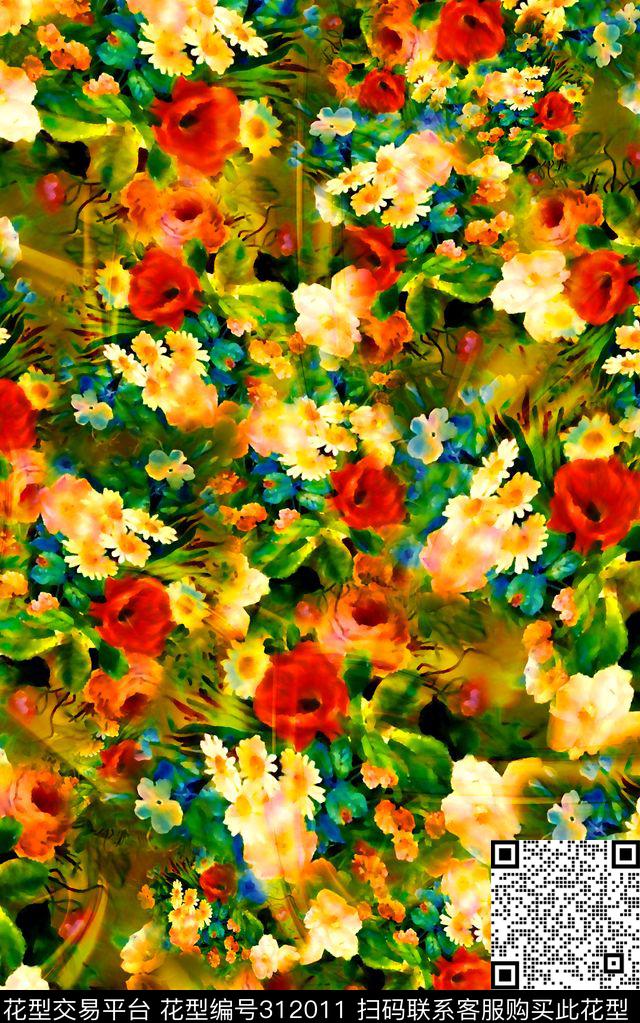 数码★花卉图案数码印花华亿平台下载（图片编号: 312011） - 瓦栏（Walan）