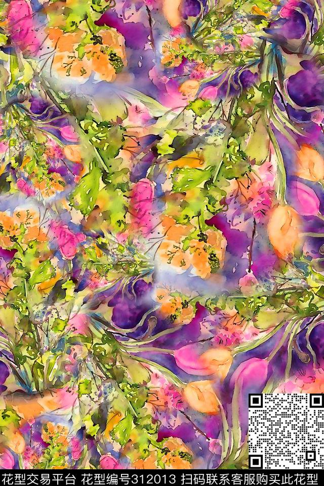 数码★花卉图案数码印花华亿平台下载（图片编号: 312013） - 瓦栏（Walan）