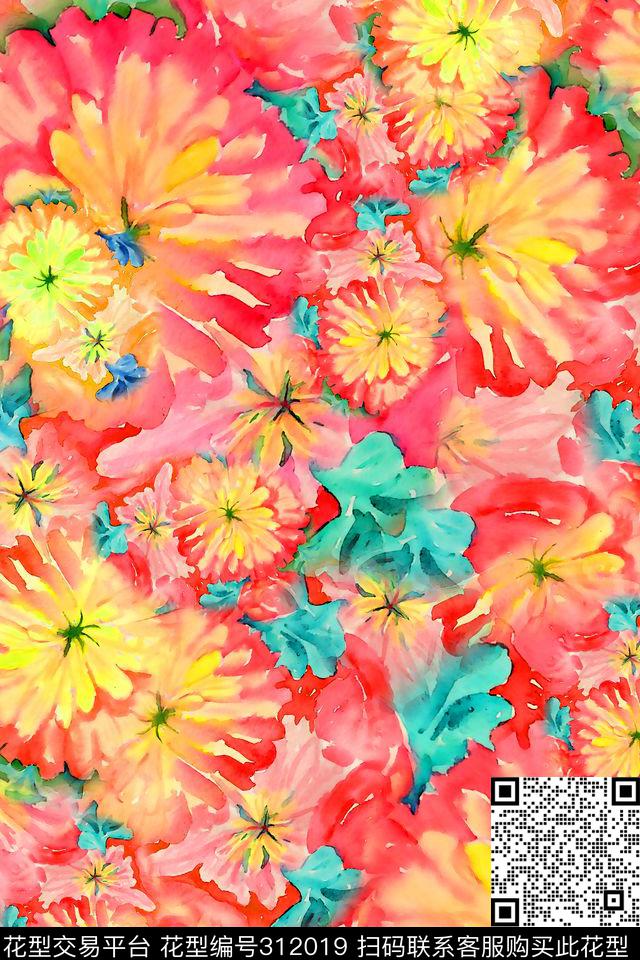 数码★花卉图案数码印花华亿平台下载（图片编号: 312019） - 瓦栏（Walan）