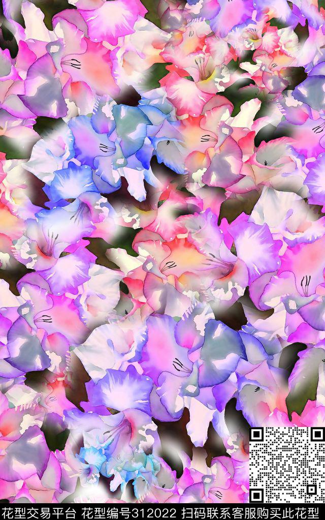 数码★花卉图案数码印花华亿平台下载（图片编号: 312022） - 瓦栏（Walan）