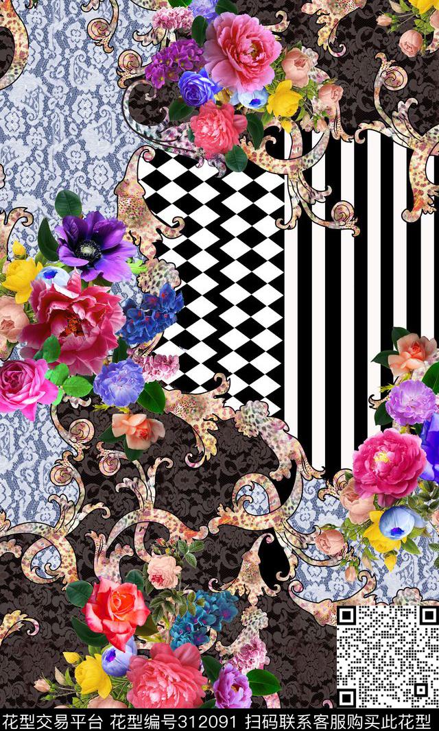 抽象数码印花华亿平台下载（图片编号: 312091） - 瓦栏（Walan）