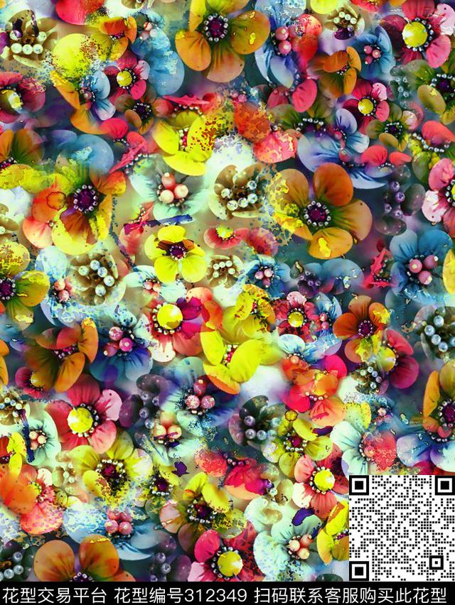花卉珠宝数码印花华亿平台下载（图片编号: 312349） - 瓦栏（Walan）