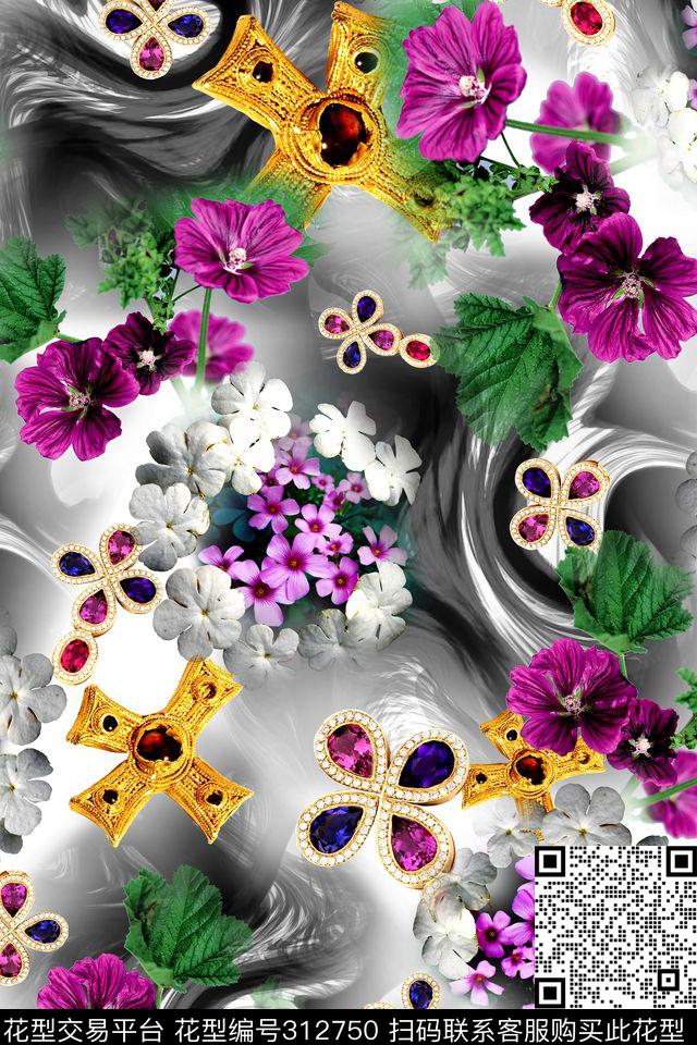 花卉数码印花华亿平台下载（图片编号: 312750） - 瓦栏（Walan）