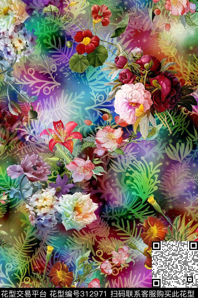 花卉数码印花华亿平台下载（图片编号: 312971） - 瓦栏（Walan）