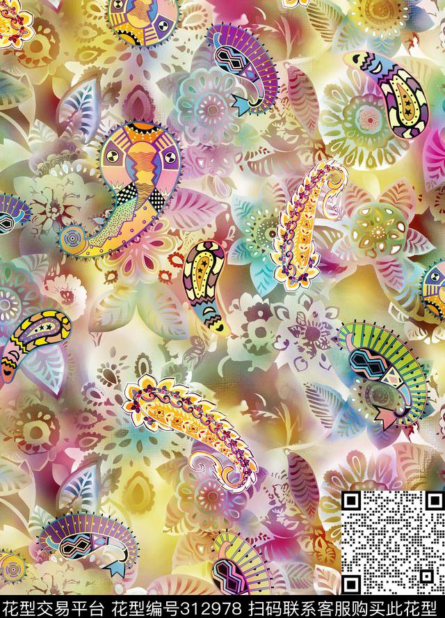 民族风数码印花华亿平台下载（图片编号: 312978） - 瓦栏（Walan）