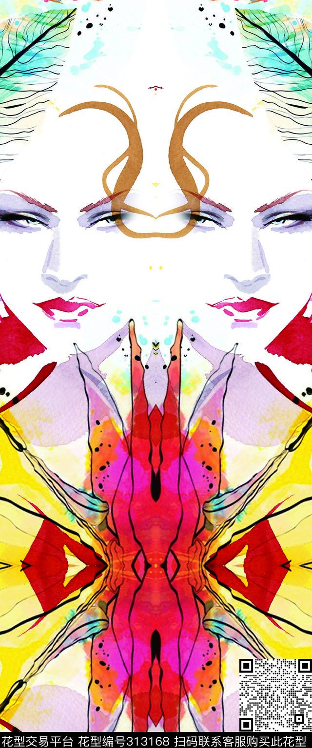 水彩花卉人物数码印花华亿平台下载（图片编号: 313168） - 瓦栏（Walan）