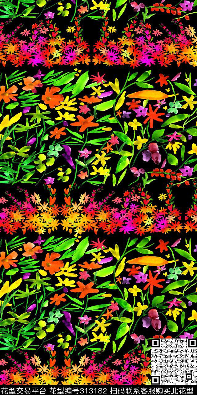 田园风小碎花水彩数码印花华亿平台下载（图片编号: 313182） - 瓦栏（Walan）