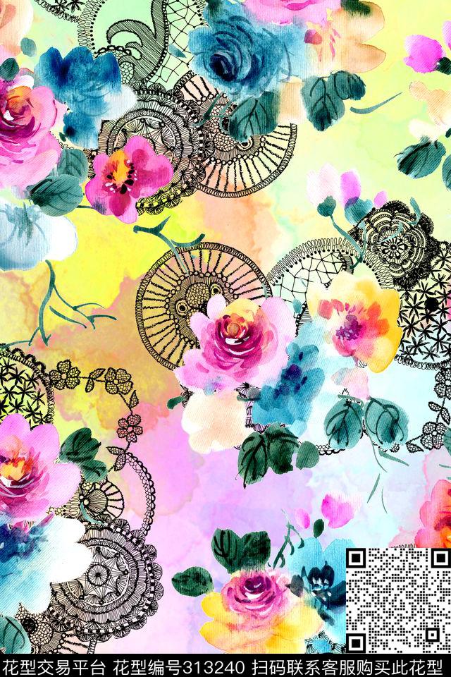 花卉数码印花华亿平台下载（图片编号: 313240） - 瓦栏（Walan）