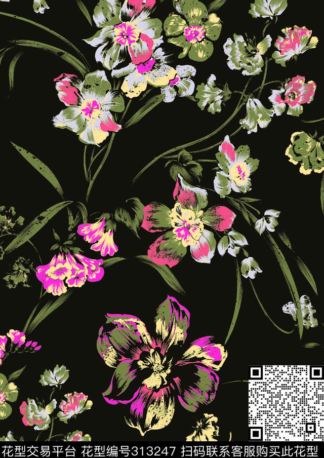 花卉传统印花华亿平台下载（图片编号: 313247） - 瓦栏（Walan）