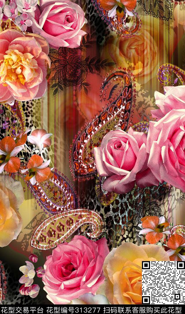 花卉数码印花华亿平台下载（图片编号: 313277） - 瓦栏（Walan）
