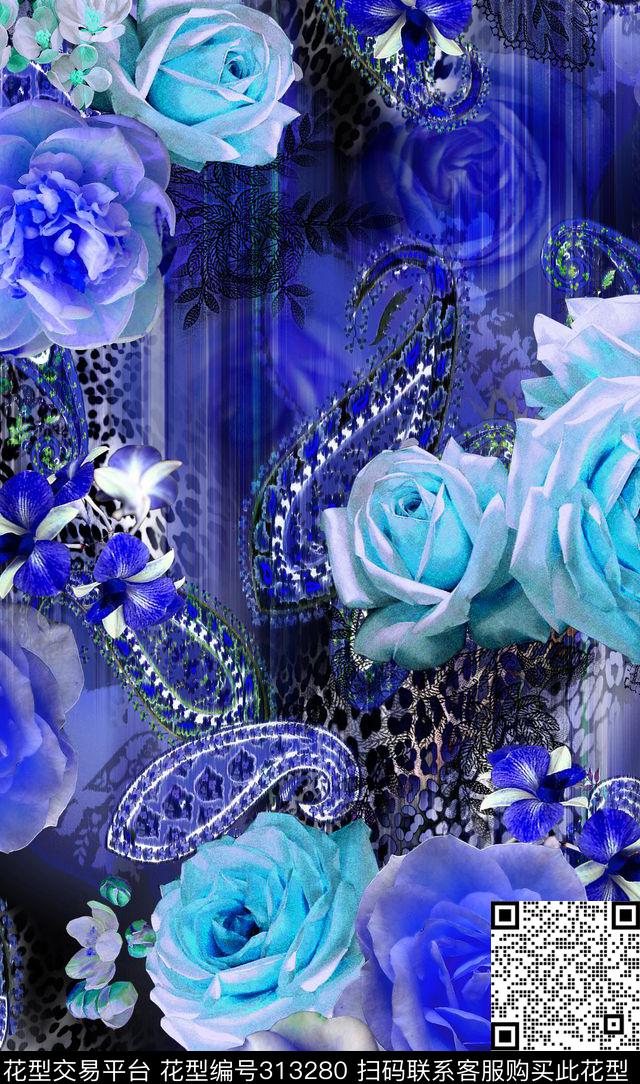 花卉数码印花华亿平台下载（图片编号: 313280） - 瓦栏（Walan）