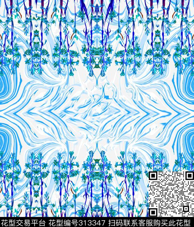 写意机理效果花卉传统印花华亿平台下载（图片编号: 313347） - 瓦栏（Walan）