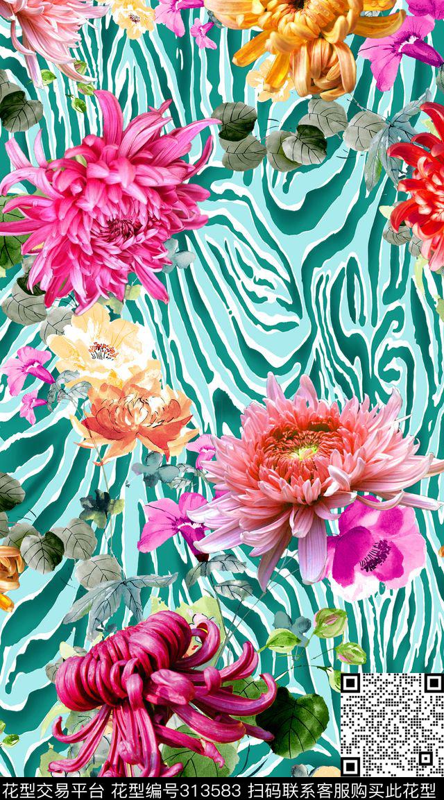 花卉数码印花华亿平台下载（图片编号: 313583） - 瓦栏（Walan）