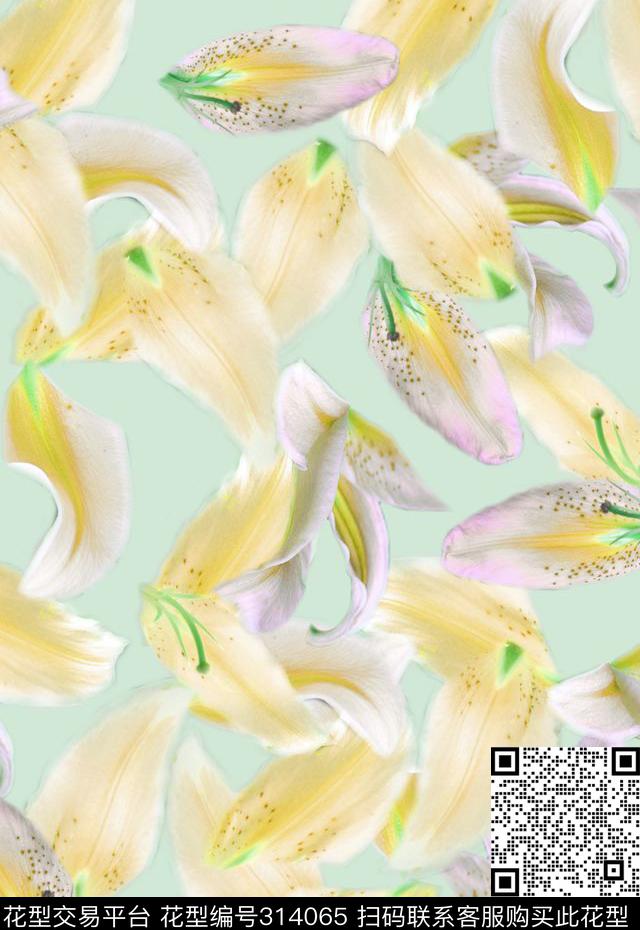 花卉休闲抽象数码印花华亿平台下载（图片编号: 314065） - 瓦栏（Walan）