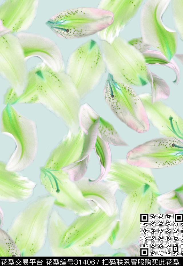 花卉休闲抽象数码印花华亿平台下载（图片编号: 314067） - 瓦栏（Walan）
