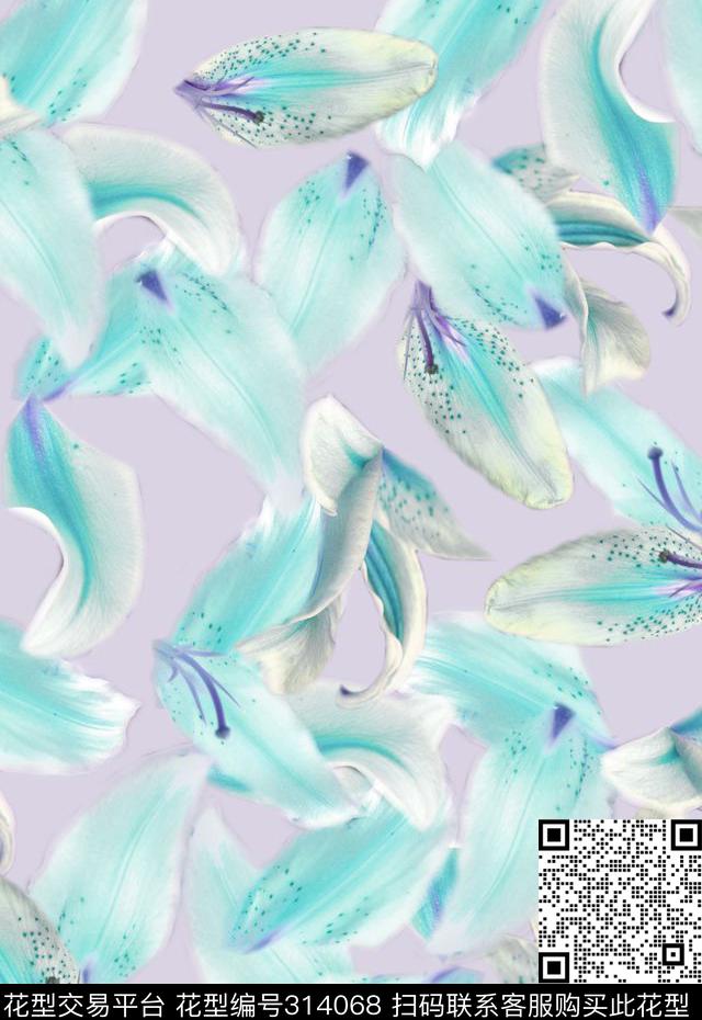 花卉休闲抽象数码印花华亿平台下载（图片编号: 314068） - 瓦栏（Walan）