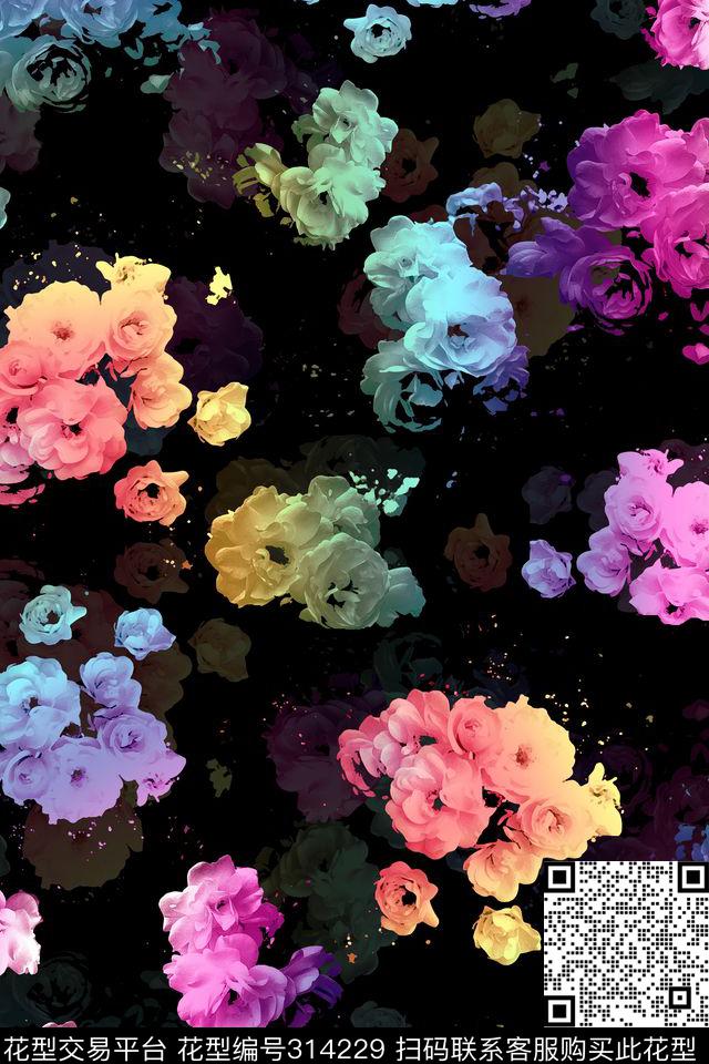 花卉数码印花华亿平台下载（图片编号: 314229） - 瓦栏（Walan）