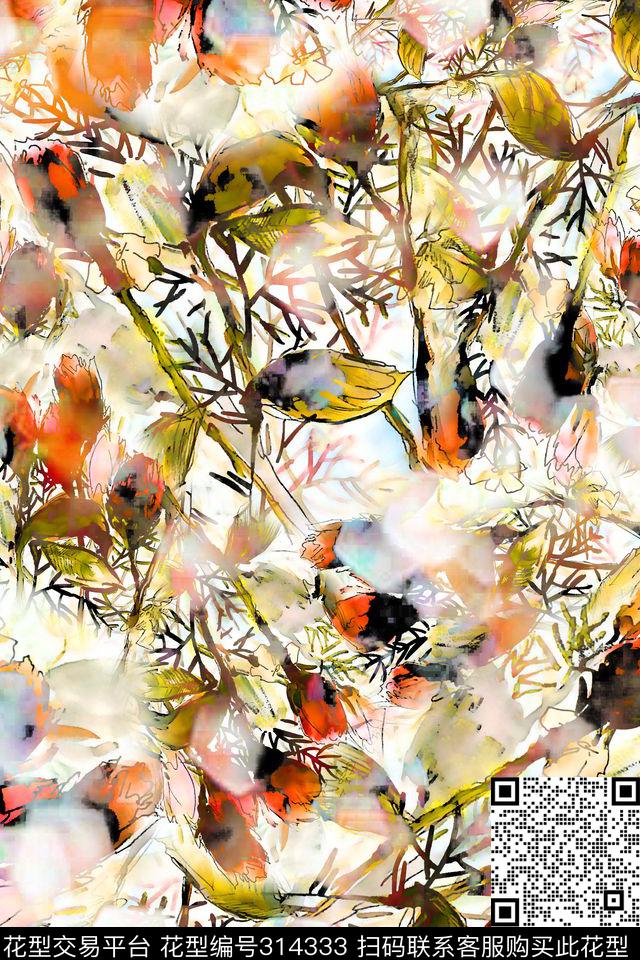 花卉数码印花华亿平台下载（图片编号: 314333） - 瓦栏（Walan）