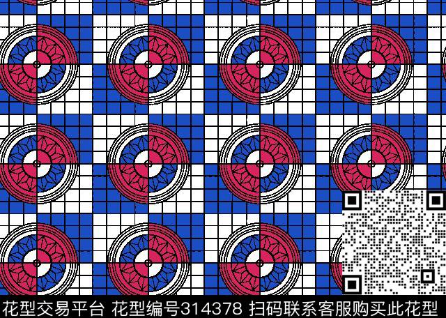 圆形格纹个性传统印花华亿平台下载（图片编号: 314378） - 瓦栏（Walan）