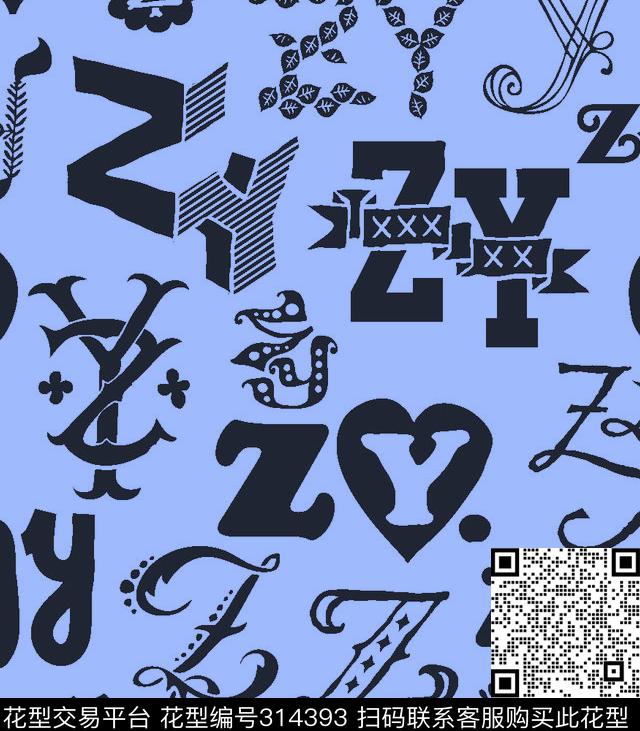 文字字母传统印花华亿平台下载（图片编号: 314393） - 瓦栏（Walan）