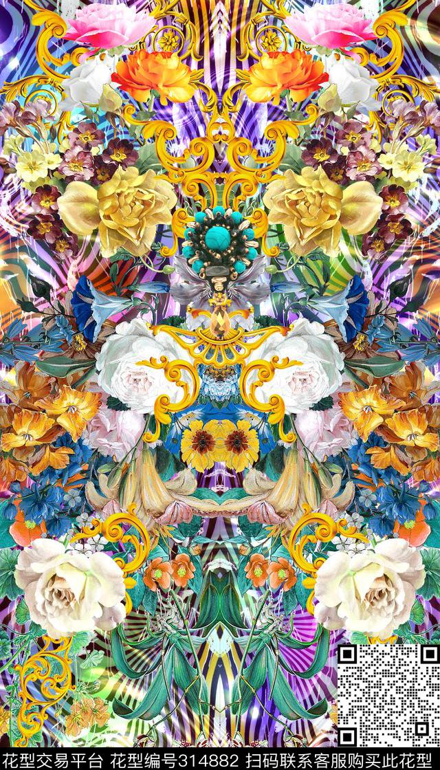 定位花卉数码印花华亿平台下载（图片编号: 314882） - 瓦栏（Walan）