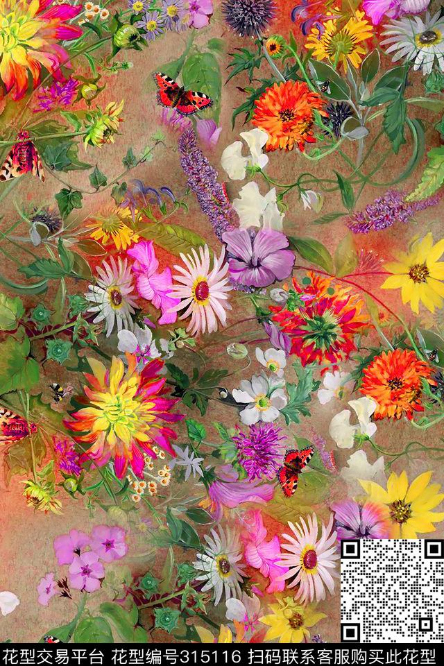 花卉数码印花华亿平台下载（图片编号: 315116） - 瓦栏（Walan）