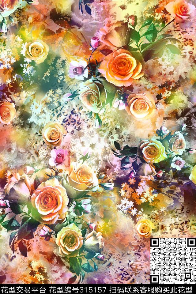 花卉数码印花华亿平台下载（图片编号: 315157） - 瓦栏（Walan）