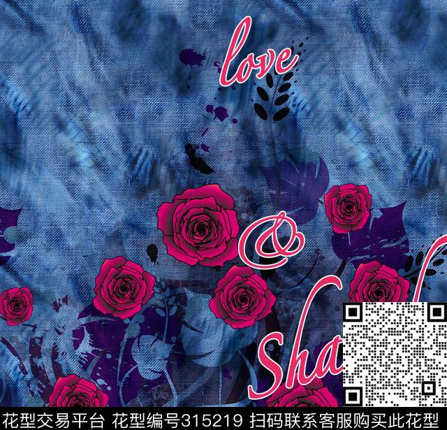 抽象花叶子数码印花华亿平台下载（图片编号: 315219） - 瓦栏（Walan）