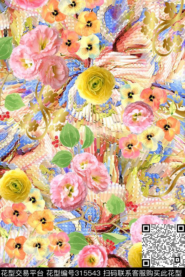 花卉数码印花华亿平台下载（图片编号: 315543） - 瓦栏（Walan）