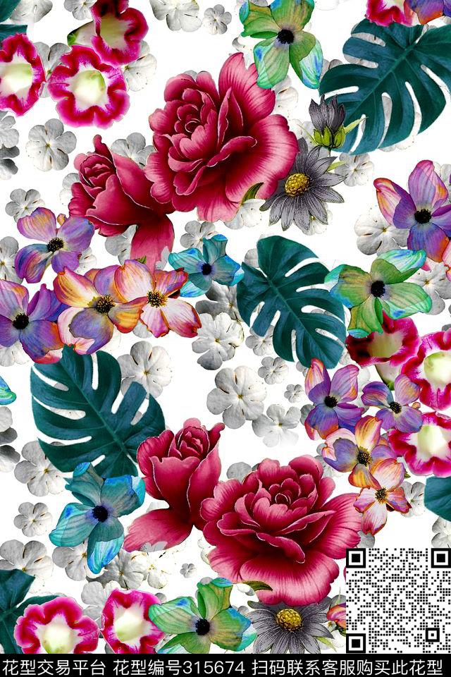 花卉数码印花华亿平台下载（图片编号: 315674） - 瓦栏（Walan）