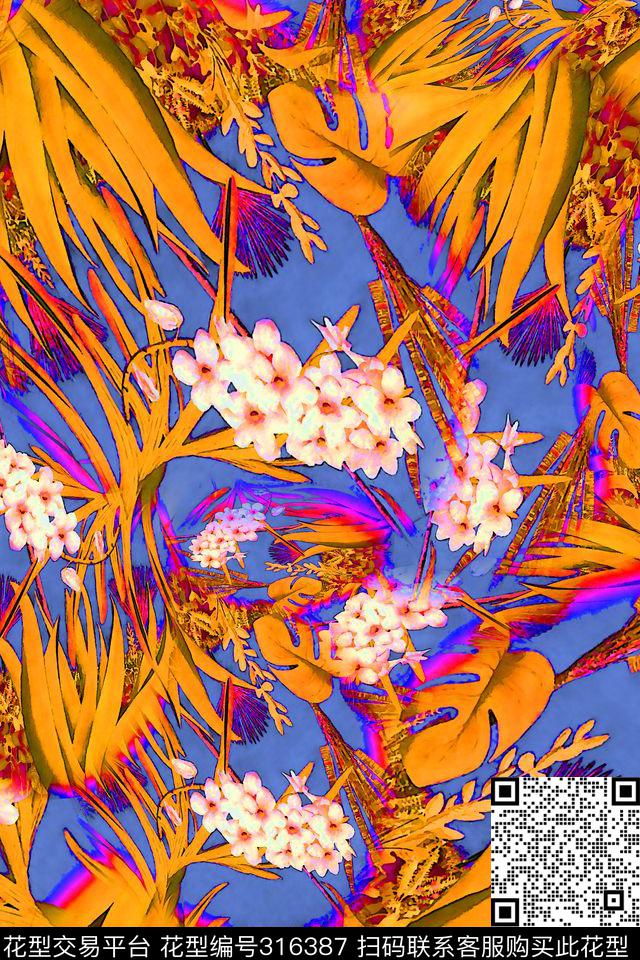 数码★花卉图案数码印花华亿平台下载（图片编号: 316387） - 瓦栏（Walan）