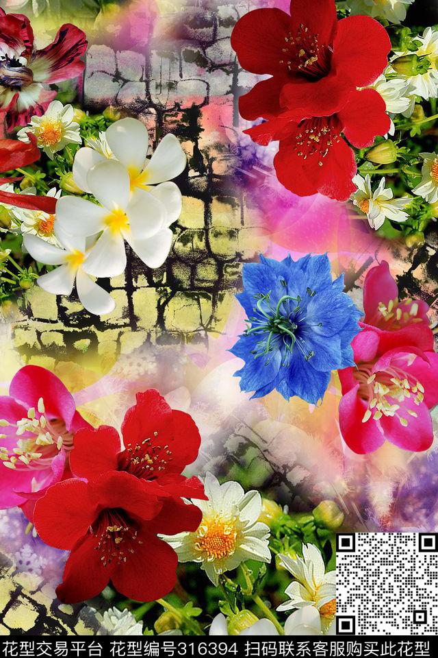 花卉数码印花华亿平台下载（图片编号: 316394） - 瓦栏（Walan）