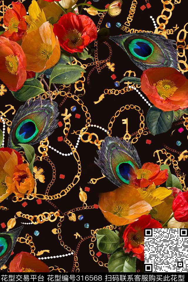 花卉数码印花华亿平台下载（图片编号: 316568） - 瓦栏（Walan）