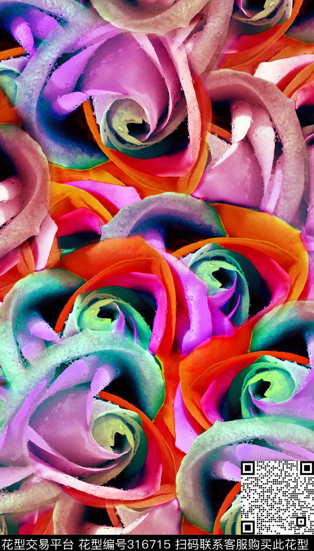 花卉数码印花华亿平台下载（图片编号: 316715） - 瓦栏（Walan）
