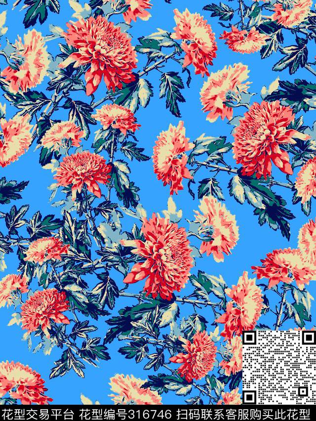 传统★花朵图案传统印花华亿平台下载（图片编号: 316746） - 瓦栏（Walan）