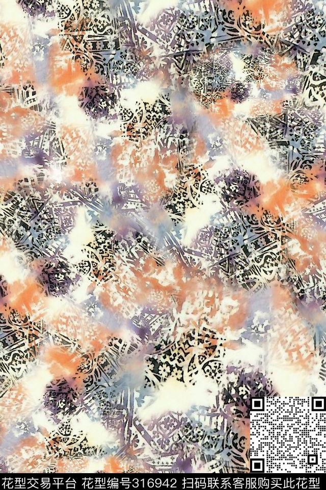 抽象朦胧数码印花华亿平台下载（图片编号: 316942） - 瓦栏（Walan）