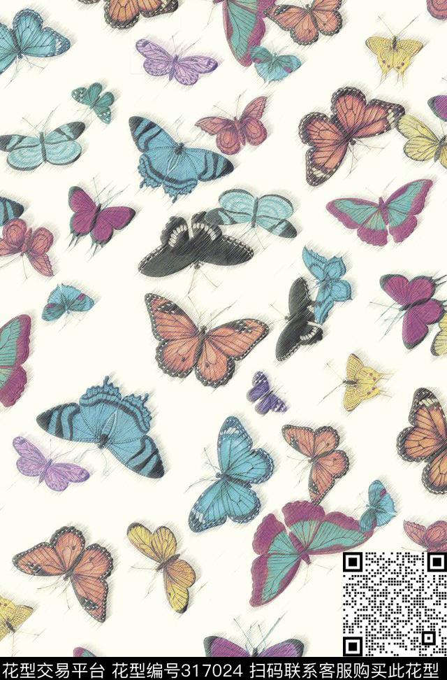 蝴蝶结花卉风景景观数码印花华亿平台下载（图片编号: 317024） - 瓦栏（Walan）