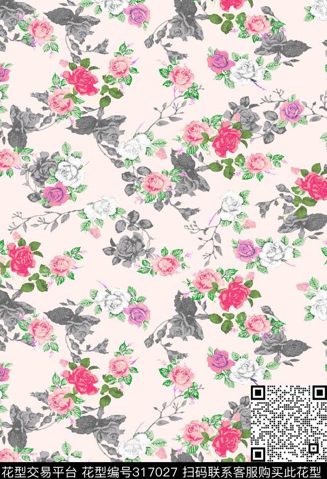 花卉小碎花风景景观传统印花华亿平台下载（图片编号: 317027） - 瓦栏（Walan）