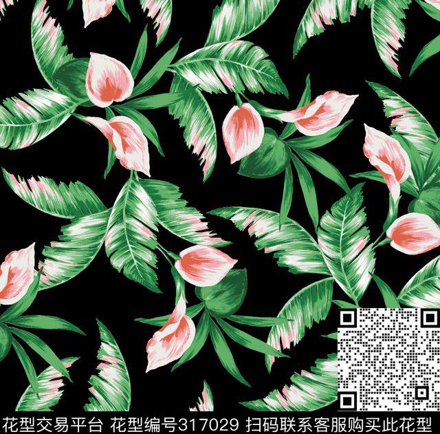 定位花花卉水墨风传统印花华亿平台下载（图片编号: 317029） - 瓦栏（Walan）