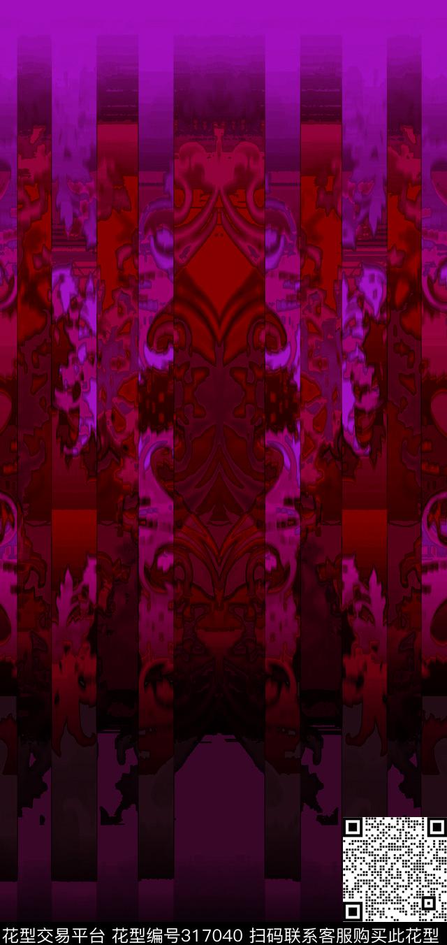 花卉水墨风风景景观数码印花华亿平台下载（图片编号: 317040） - 瓦栏（Walan）